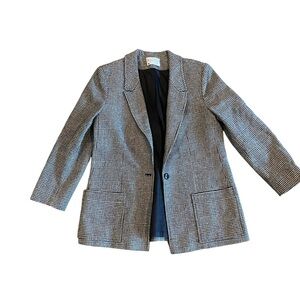 Miss Pendleton Vintage Perfect Condition Black & White Plaid Tweed Blazer Medium